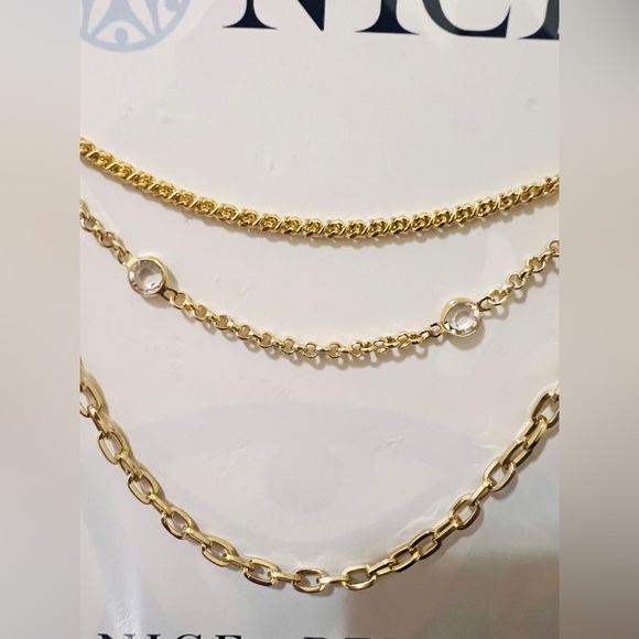 Nice & Bella Gold Layered Necklace with small crystal-tone stones Accents - Picture 4 of 6